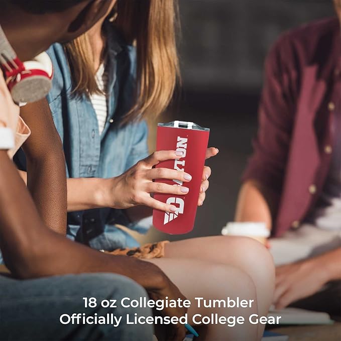 Campus Colors NCAA Stainless Steel Tumbler perfect for Gameday - 18 oz - Double Walled - Keeps Drinks Perfectly Insulated (Dayton Flyers - Red)