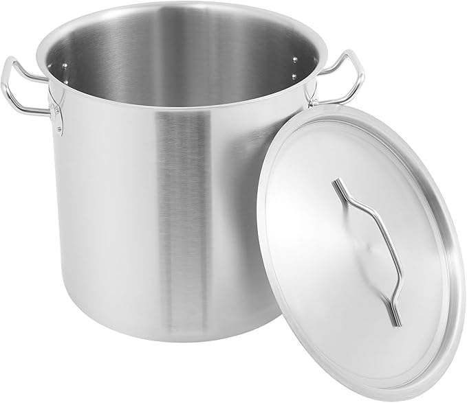 25L/26.4Qt Commercial Large Stock Pot with Lid,Nickel Free Stainless Steel Cookware Healthy Polished Stockpots, Induction Soup Pot for Cooking Home Use
