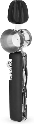 HOST All in One Bartender Multitool Set, 10 in 1 Bar Tool with Strainer, Muddler, Reamer, Jigger, Stirrer, Zester, Corkscrew, Opener, Knife and Channel Knife for Camping, Travel and Outdoor Use
