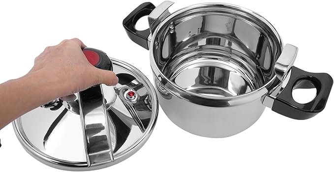 6.35 Quart Pressure Canner Cooker for Induction Stove, 60 Kpa, 2 Safety Clips, 1 Pressure Limiting Valve, 1 Pressure Relief Valve, 1 Resilient Beam, 201 Stainless Steel (6.35 Quart)