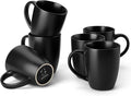 vancasso PLAYA Ceramic Coffee Mug Set of 6, 16 Oz Tea Cups with Handle for Latte, Tea, Cappuccino, Milk, Cocoa, Microwave&Dishwasher Safe, Black