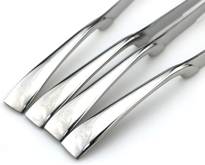 JASHII 18/10 Stainless Steel 8 Piece Mirror Polished Silver Steak Knife Silverware Utensil Set