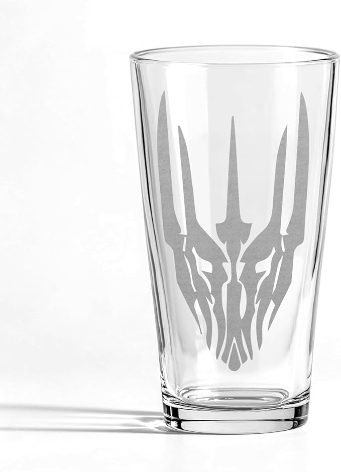 MASK OF SAURON Engraved 16oz Pint Glass | Inspired by Tolkien Power Ring and Middle Earth | Great Christmas Gift Idea | Unique Elvish Fantasy Wizard Fantasy Decor!