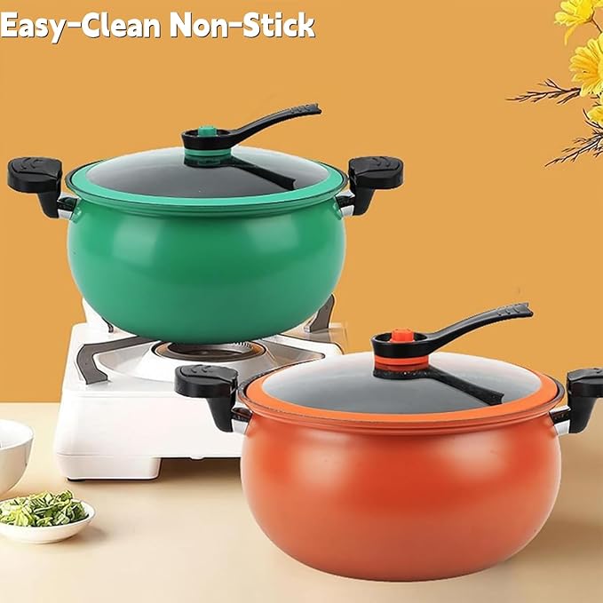 Multifunctional Large Capacity Non-Stick Pressure Cooker, Micro Pressure Cooker Pot, Non-Stick Surface, Visual Glass Lid, with Lid for Culinary Styles (Pumpkin shape-8L)