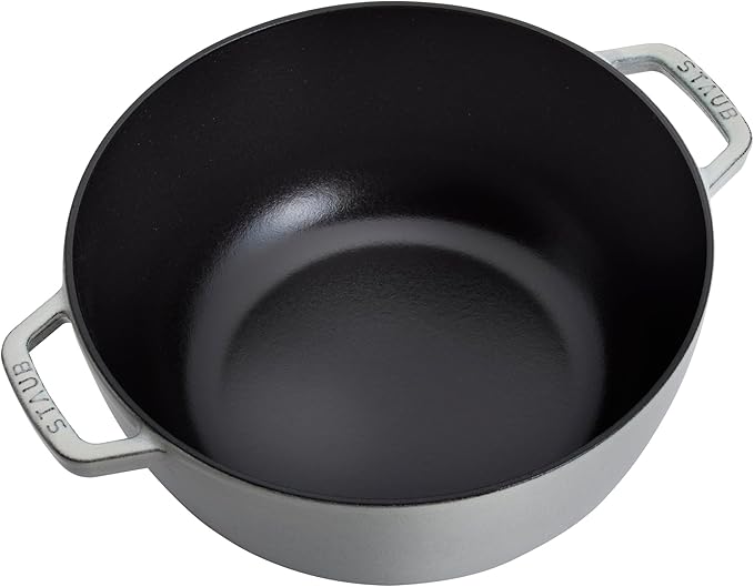 Staub Cast Iron Essential French Oven, Dutch Oven, 5-quart, serves 5-6, Made in France - Graphite Grey