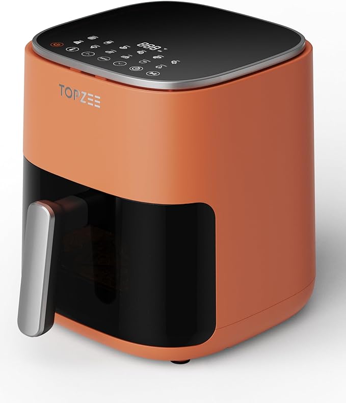 Air Fryer 12-in-1, 5.5-Qt Compact for 2-4 people, Little to No Oil, Nonstick Dishwasher Safe Frying Baskets, Orange