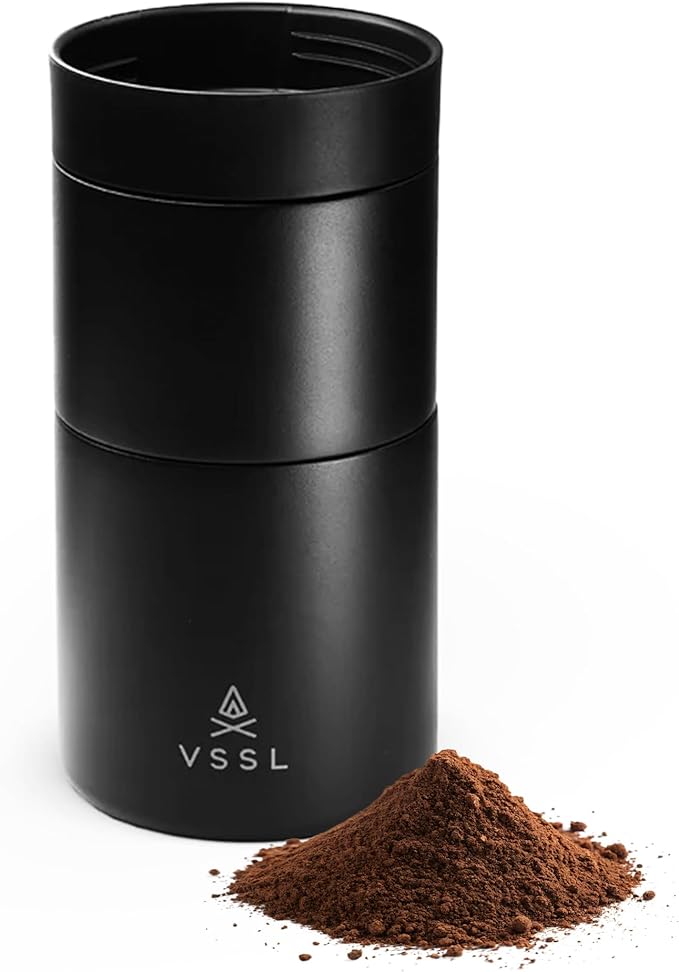 VSSL - Nest Pour Over Coffee Set | Coffee Maker for Camping | All-In-One Travel Pour Over | Transportable Dripper, 10oz Stainless Steel Travel Mug | Compact Storage & Adventure Ready | Black