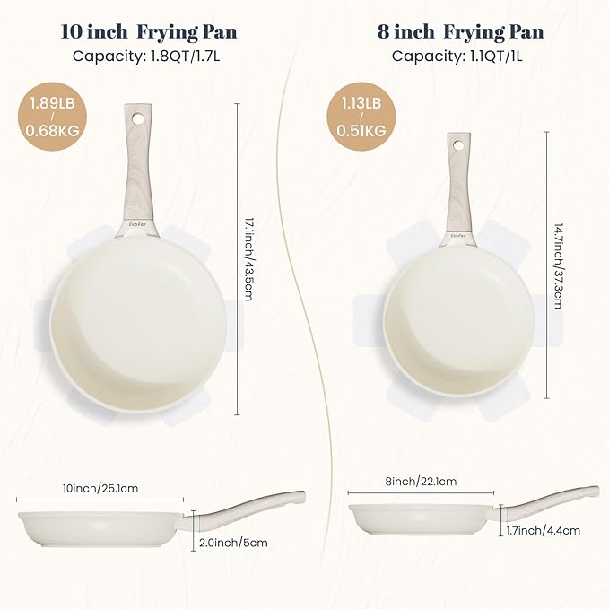 Granite Frying Pan, 8 Inch Non Stick Frying Pans, Lightweight Nonstick Pans for Omelets & Eggs, PFOA & PFAS Free Non-toxic Cookware Chef's Pan, Induction Compatible Fast & Even Heat Skillet