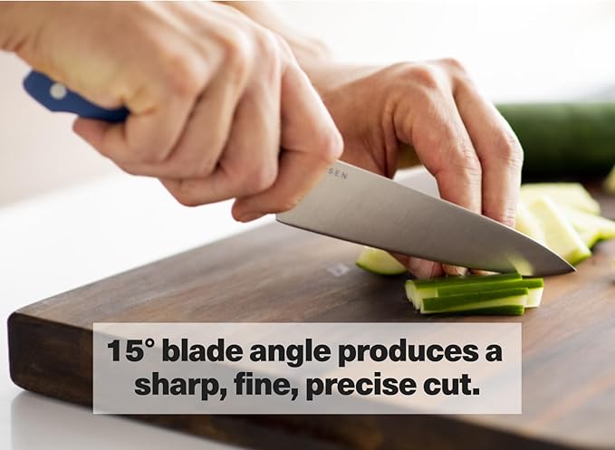 Misen 5.5" Utility Knife – High Carbon Japanese AUS-10 Stainless Steel – Hybrid German & Japanese Blade – Precision Kitchen Knife for Professionals & Home Cooks – Ultimate Cutting Performance - Blue