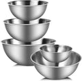 Stainless Steel Mixing Bowls Set of 5, Heavy Duty Stackable Nesting Bowls, Metal Mixing Bowls For Cooking, Prepping, Salad, Serving, Space Saving Kitchen Essentials, No Lids