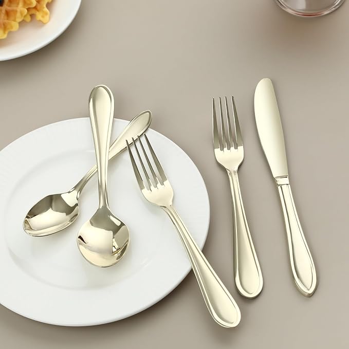 Silverware Set, 60-Piece Stainless Steel Flatware, 18/0 Stainless Steel Utensils, Dishwasher Safe, Modern Tableware for Home & Kitchen Dining