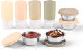 8-Pack Salad Dressing Container To Go, 2-oz Silicone Small Condiment Squeeze Bottles and 1.6 oz Stainless Steel Sauce Containers Cups, Leakproof Condiment Containers with Lids for Lunch Box