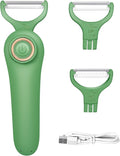 3-in-1 Electric Peeler | Auto Blade for Fruits/Vegetables | 3 Interchangeable Blades | Type-C Charging,Battery Capacity 1500 mAh | Kitchen, Travel, Camping