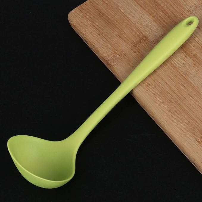 uxcell Silicone Soup Ladle Spoon 11.6 Inch Length Heat Resistant to 450°F One Piece Design Restaurant Kitchen Cooking Utensil for Serving Soup Light Green