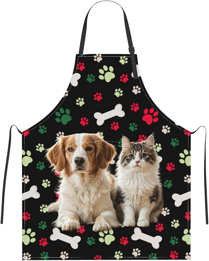 Custom Dog Face Apron for Men Women, Personalized Photo Bib Apron with Pockets, Customized Chef Aprons