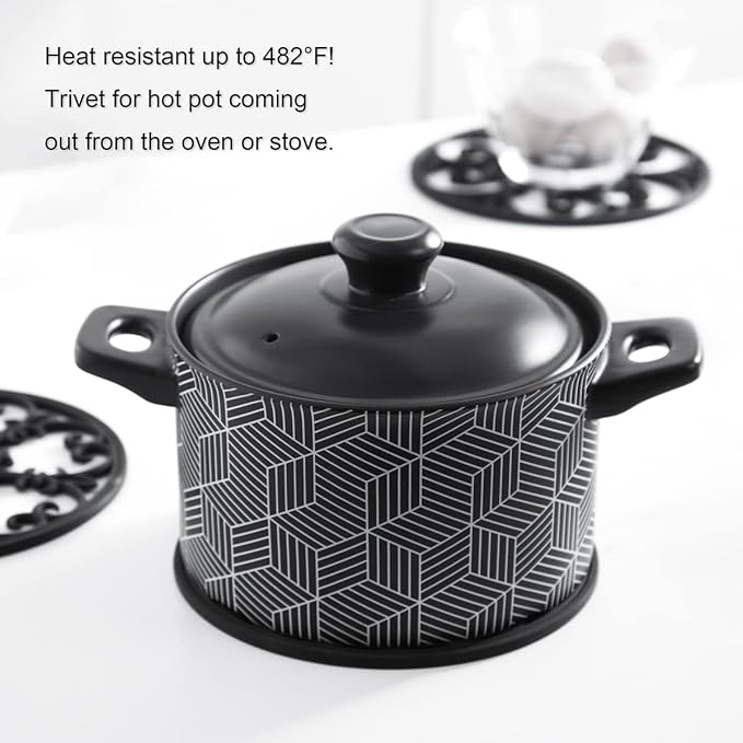 Silicone Trivet Mat - Non-Slip & Heat Resistant Kitchen Hot Pads for Countertops & Table - Kitchen Trivets for Hot Dishes & Cookware - Hot Pot Holder for Pots & Pans - Yellow,Set of 3