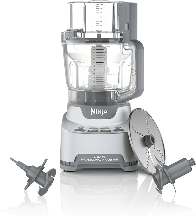 Ninja® Professional XL Food Processor – Powerful 1200-Watt Motor, XL 14-Cup Capacity, Auto-iQ Preset Programs, Precision Blades, Dough Mixer & Slicer, BPA-Free, Dishwasher Safe Parts, Silver/Black