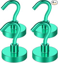 MIKEDE Magnetic Hooks, 50Lbs+ Heavy Duty Magnet Hooks for Cruise Cabins, Super Neodymium Hanging Hooks Strong Magnets with Hook for Fridge, Magnetic Hanger for Grill, Toolbox, Storage(Green, 4 Pack)
