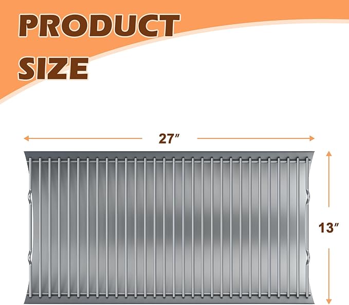 27 Inch Ash Pan Replacement Parts for Char Griller 1224, 1324, 2121, 2222, 2727 and Charbroil Grills, Charcoal Tray with 2pcs Fire Grate Hanger Set