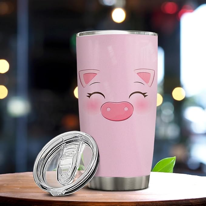 winorax Pig Tumbler for Pigs Face Tumblers Cup with Lid 20oz Travel Mugs Funny Gifts for Pig Animal Lovers Kids Women Girls Farmgirl Birthday Christmas Xmas Presents