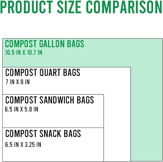 Compostable Gallon Food Storage Freezer Bags, 150 Count | 2 Mil | 10.5" * 10.7", Freshness Easy Open Biodegradable Eco-Friendly Reclosable Compost Zippper Bags