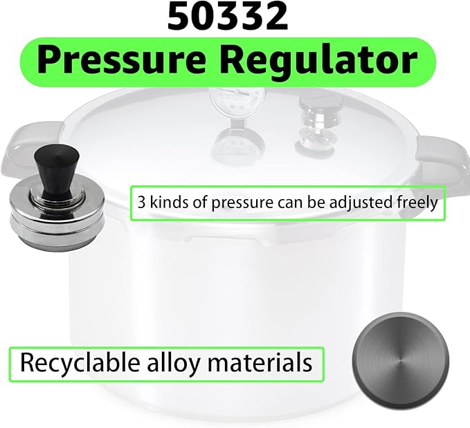 50332 3-Piece Pressure Regulator 5-10-15lb Compatible with Presto Pressure Cooker - Replaces 0171001 0174001 6803571 0175510