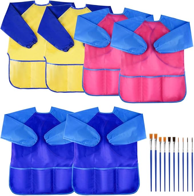 KUUQA Waterproof Children Art Smock Kids Art Aprons, Painting Supplies (Paints and brushes not included)