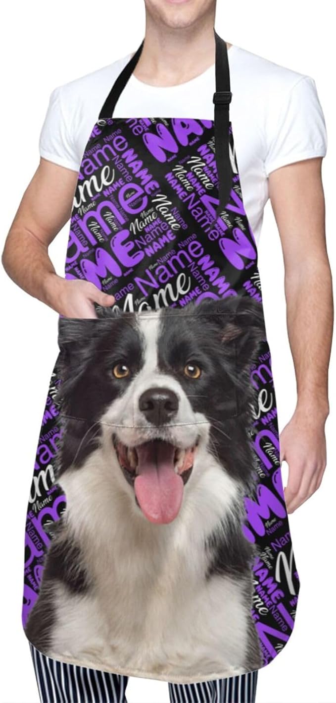 Custom Face Apron for Men Women, Personalized Photo Apron with Pockets, Customized Kitchen Aprons