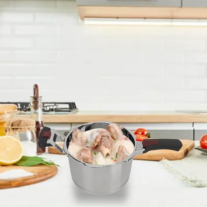 Pressure Cookers, Stainless Steel Pressure Cooker Canner Pressure Canner Rice Cooker Instant Kitchen Cookware for Gas & Induction Cooker Gas Electric Stove (4L)