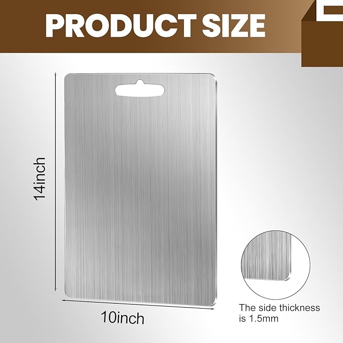 Titanium Cutting Board, 100% Pure Titanium Cutting Boards for Kitchen, Food Grade Double Sided Cutting Mat for Meats,Fruits,Vegetables, Dishwasher Safe Chopping Boards-14x10 inches