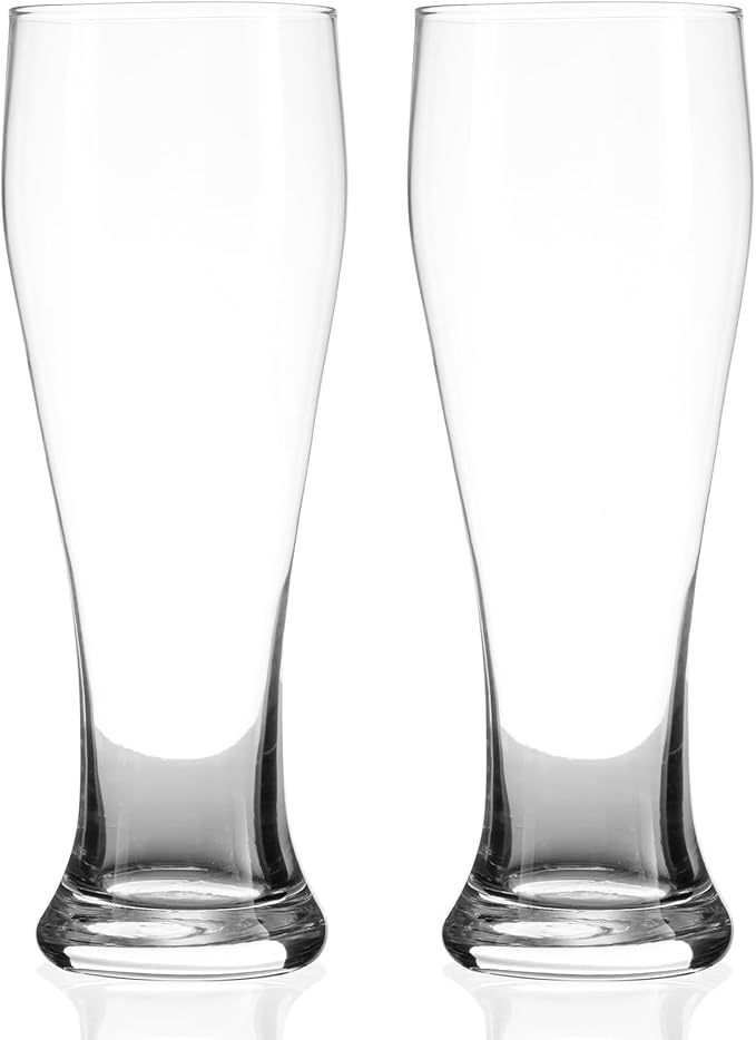 Premium 24oz Pilsner Beer Glasses Set of 2 – Heavy Base Tall Bar Glasses Crystal Clear & Durable Design, Lager Pilsner Glass for Home Bar, Restaurants, Party Use