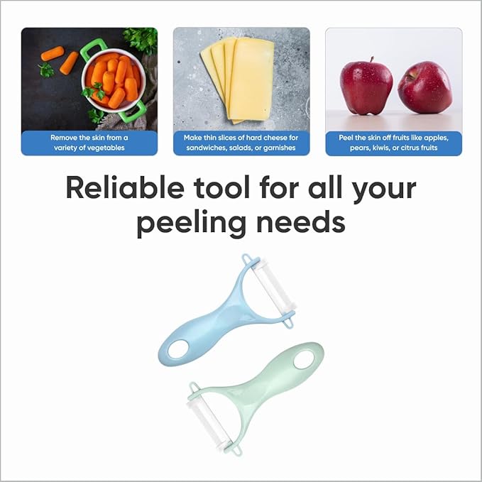 Vegetable Peelers for Kitchen - Potato/Carrot Peeler with Ergonomic Handle & Sharp Blade - Ceramic Y Peeler - Slicer for Veggies, Fruits