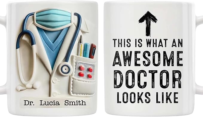 Personalized Doctor Mug, This Is What An Awesome Doctor Looks Like Arrow Design Coffee Cup, Gift For Doctors Or Medical Students, Cool MD Graduation Or Doctor’s Day Present