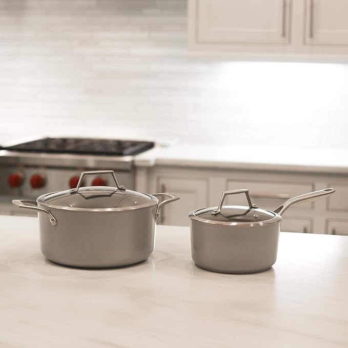 TECHEF - CeraTerra Collection Ceramic Nonstick Cookware Set (PTFE and PFOA Free Ceramic Exterior & Interior), Made in Korea, (6-Piece Set)