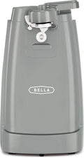 bella Electric Can Opener and Knife Sharpener, Multifunctional Bottle Opener with Removable Cutting Lever and Cord Storage, Stainless Steel Blade, Gray
