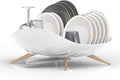 carrotez Dish Drying Rack, Dish Rack, Dish Drainer with Swivel Spout for Kitchen Counter, Auto Water Drainage, Durable, Rustproof, White