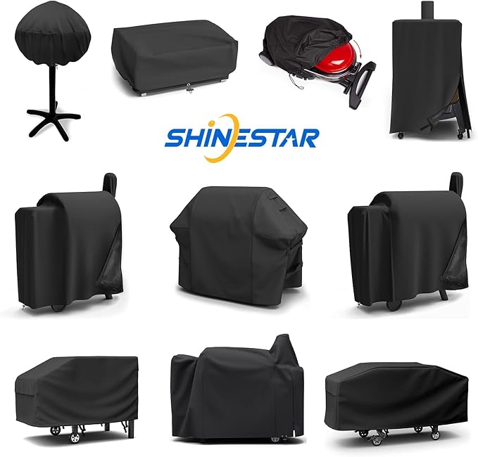 SHINESTAR Waterproof Small Round Grill Cover - Fits George Foreman, Techwood, Cuisinart, Homewell Electric Grills, Weber Jumbo Joe Charcoal Grill and More - 19.2" Diameter x 17.6" Height