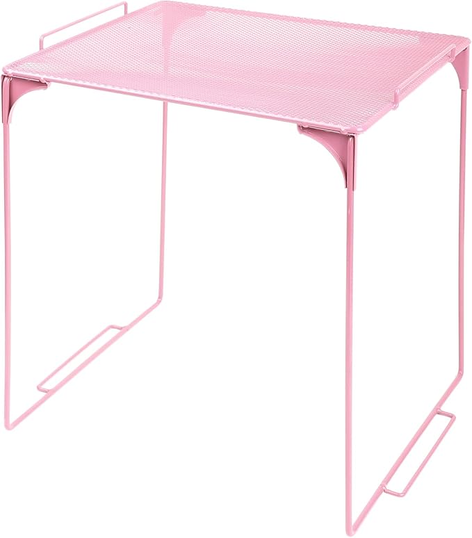 Locker Organizer Shelf Stackable Extra Locker Shelf for School Locker Organizer Storage Cabinet Accessories Suitable for School, Office, and Home use (1, Light Pink)