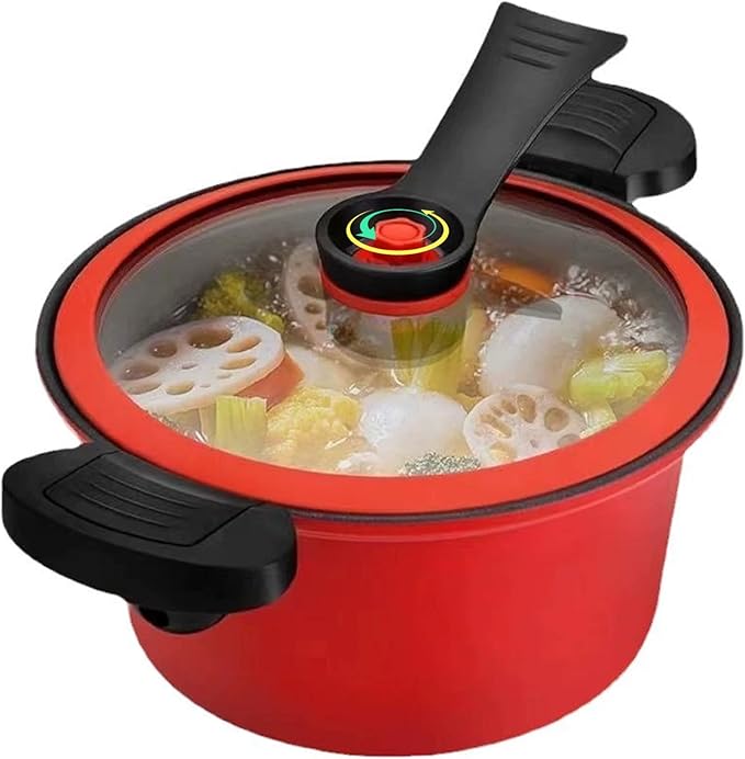 Micro Pressure Cooker, 22cm 3.5L Small Pot with Lock Handles & Lid, Mini Pressure Cooking Pot, Non-stick Stockpot for Gas, Induction, Electric Stoves (Green)