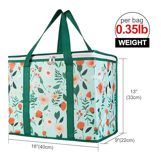Bodaon 4-Pack Cooler Insulated Food Delivery Bag, X-Large Bags With Top Zippered for Grocery/DoorDash/Catering/Shopping, Thermal Hot Pizza, Large Cold and Frozen, XL Tote, Flower