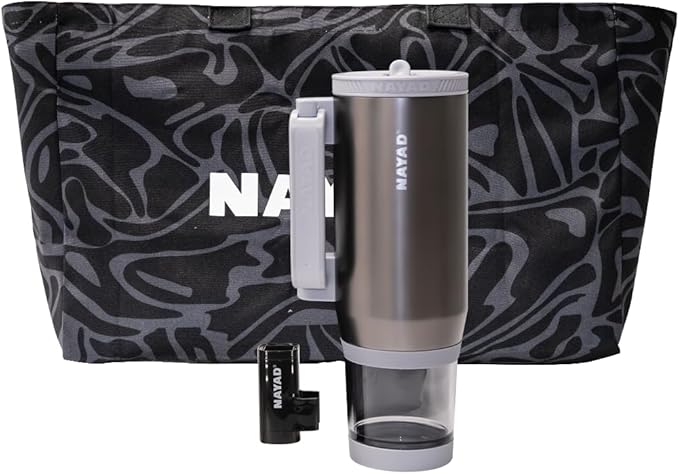 NAYAD 22 oz Flip Straw Tumbler with Handle & 10oz Snack Container Insulated Stainless Steel Water Bottle with Foldable Handle Dual Lids for Travel Gym Car Daily Use Christmas gifts (Metal Gray)