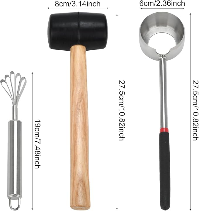 Coconut Opener Tool Set,Food Grade Coconut Opener,Coconut Scraper for Kitchens,Picnics and Beach Vacations