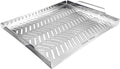 BBQ Grill Pan for Vegetables, Grill Topper Stainless Steel BBQ Wok with Handles Professional Cookware Grill Accessories for Barbecue Grills Outdoor Cooking