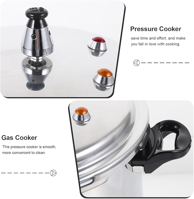 DOITOOL Aluminum Pressure Cooker 20cm/7.9inch Bottom Small Pressure Cooker for Gas Stove Induction for Home Cooking, Silver