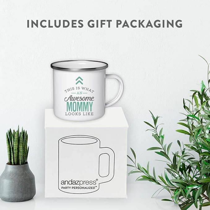 Andaz Press 11oz. Stainless Steel Campfire Coffee Mug Gift, This is What an Awesome Mommy Looks Like, 1-Pack, Birthday Gift Ideas Coworker Him Her, Includes Gift Box