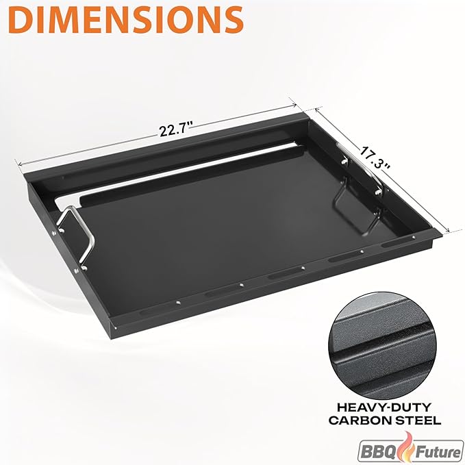 6787 Full Size Griddle with Handles for Weber Spirit I & II 300 Series, Flat Top Grill Insert Replacement for Weber GS4 Spirit 2 Grill Parts E310 E320 S310 S320, Non-stick Carbon Steel, Black