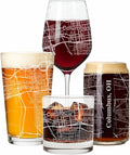 Blue Ridge Mountain Gifts - Columbus Souvenir - Ohio Glassware Gift, Etched City Map, Laser Engraved and Dishwasher Safe