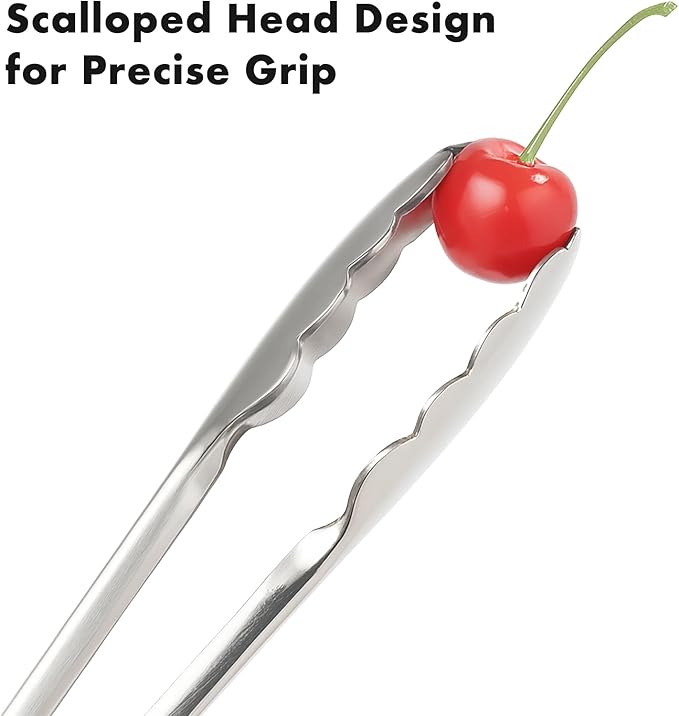 Seamless Tongs for Cooking, One-Piece Design, Durable Heat Resistant Stainless Steel Tongs for Kitchen, Grill, BBQ, Salad, Dishwasher Safe, Metal Tongs Set (12" & 9")