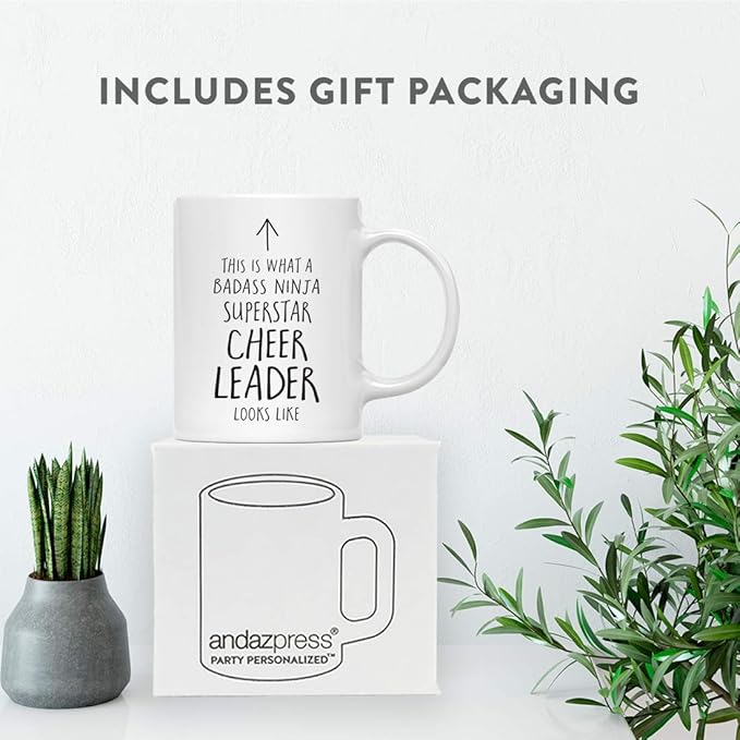 Andaz Press Funny 11oz. Ceramic Coffee Tea Mug Gift, This is What a Badass Ninja Superstar Cheer Leader Looks Like, 1-Pack, Birthday Christmas Gift Ideas Coworker