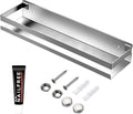 Rustproof Metal Storage Floating Shelves Wall Mounted Rectangular Shelf for Bedroom,Bathroom, Living Room, Kitchen, and Laundry Room,Nail-Free Wall-Mounted Shelves（15.75 Inch Silver）